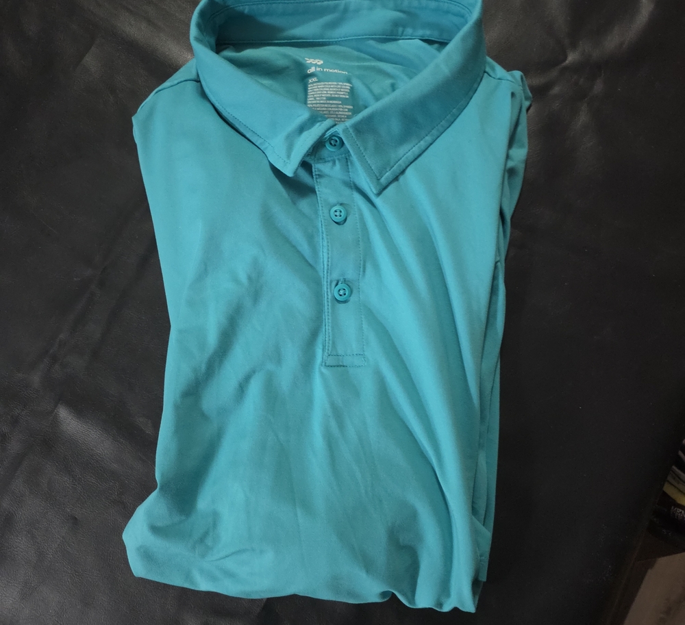 All in Motion Brand Men's Teal Polo Shirt - Short Sleeve Performance